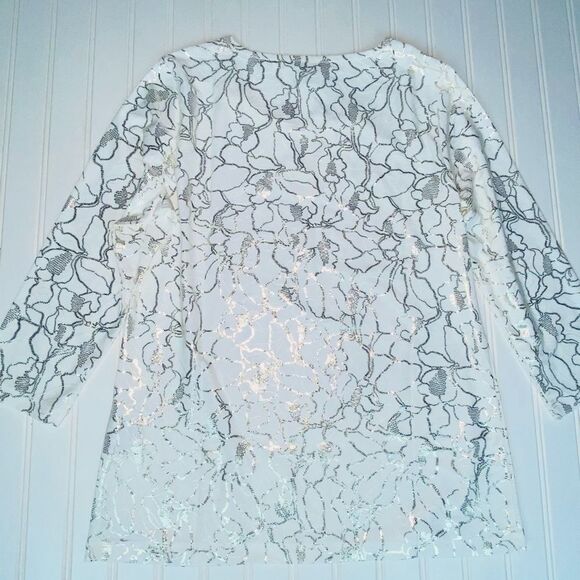 JM Collection Embroidered Hardware Eggshell Top Size S - Picture 6 of 7